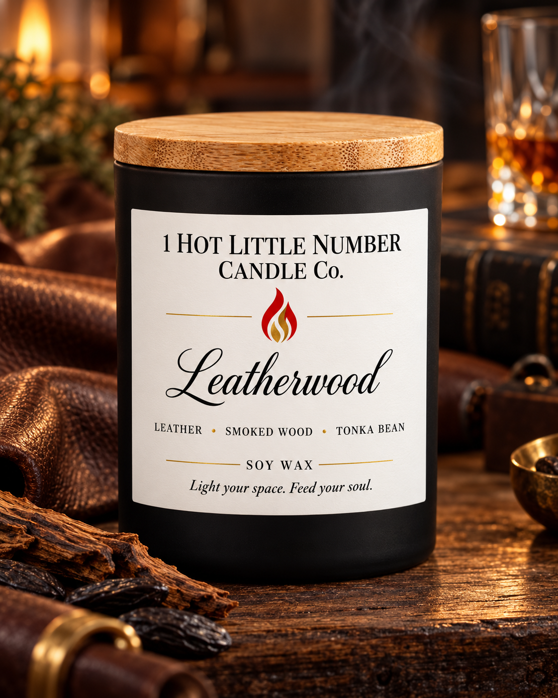 LEATHERWOOD SOY CANDLE  14 oz